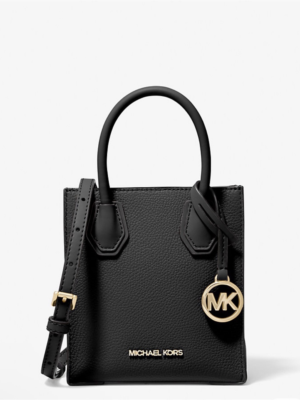 Michael Kors Black Leather Mini Tote with Gold Hardware
